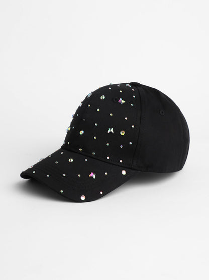 Crystal Butterfly Basketball Cap - Midnight Black