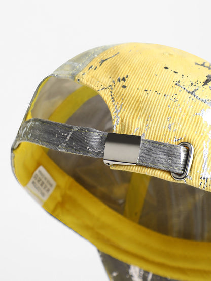 Studded Ombre Basketball Cap - Ash Grey & Lemon Yellow