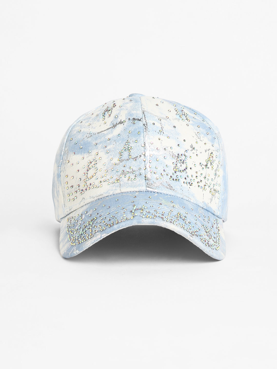 Studded Ombre Basketball Cap - Sky Blue & Ivory White