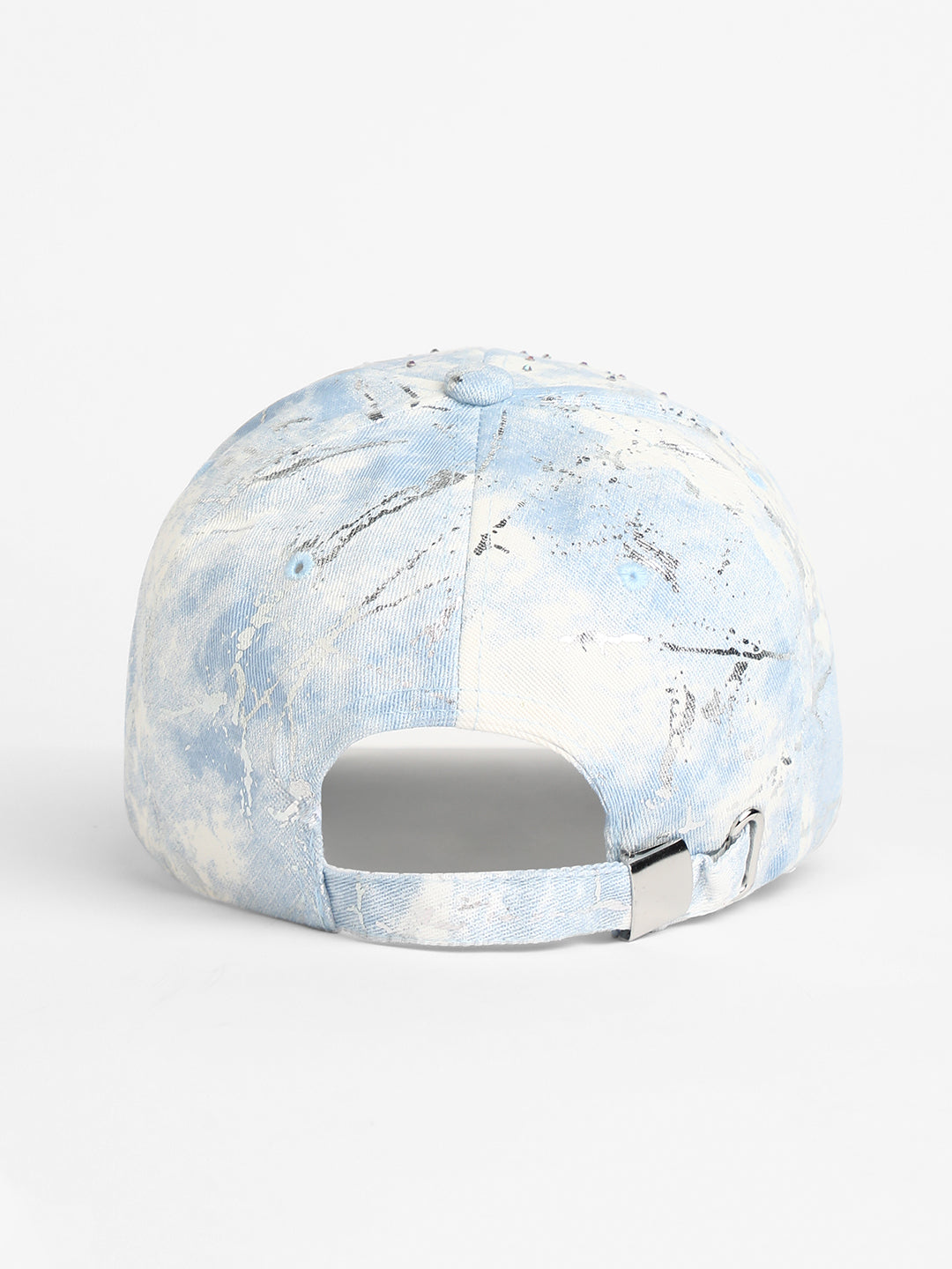 Studded Ombre Basketball Cap - Sky Blue & Ivory White