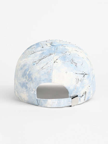 Studded Ombre Basketball Cap - Sky Blue & Ivory White