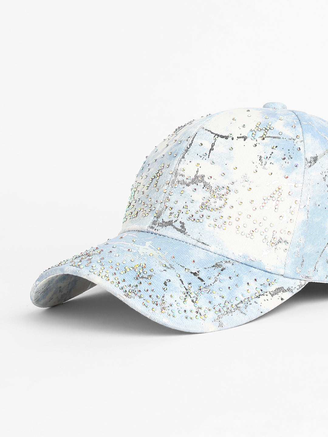 Studded Ombre Basketball Cap - Sky Blue & Ivory White