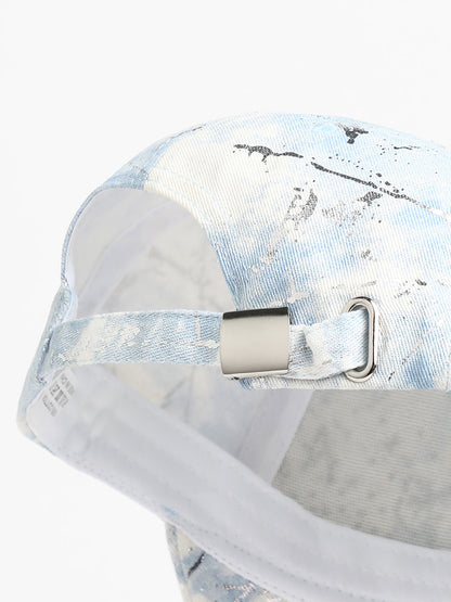 Studded Ombre Basketball Cap - Sky Blue & Ivory White
