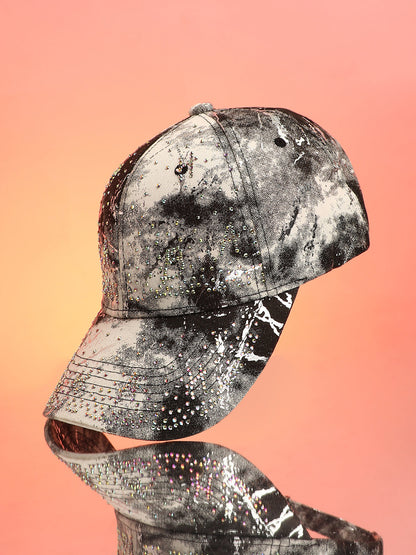 Studded Ombre Basketball Cap - Midnight Black & Ash Grey