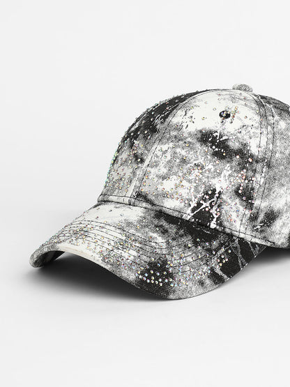 Studded Ombre Basketball Cap - Midnight Black & Ash Grey