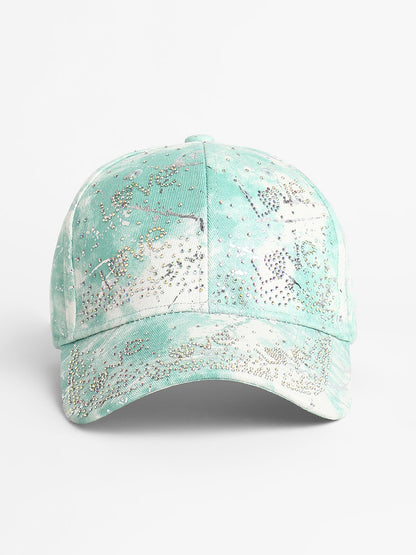Studded Ombre Basketball Cap - Mint Green & Ivory White