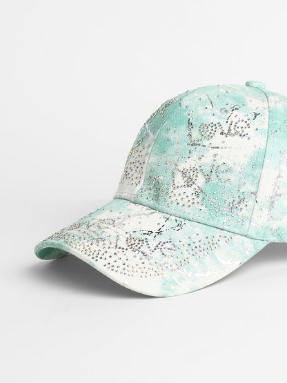 Studded Ombre Basketball Cap - Mint Green & Ivory White