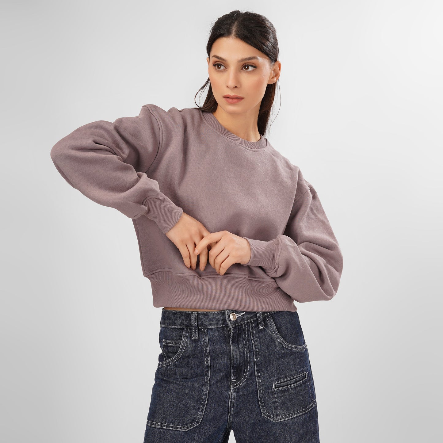 Ultra Soft Cropped Cotton Sweatshirt