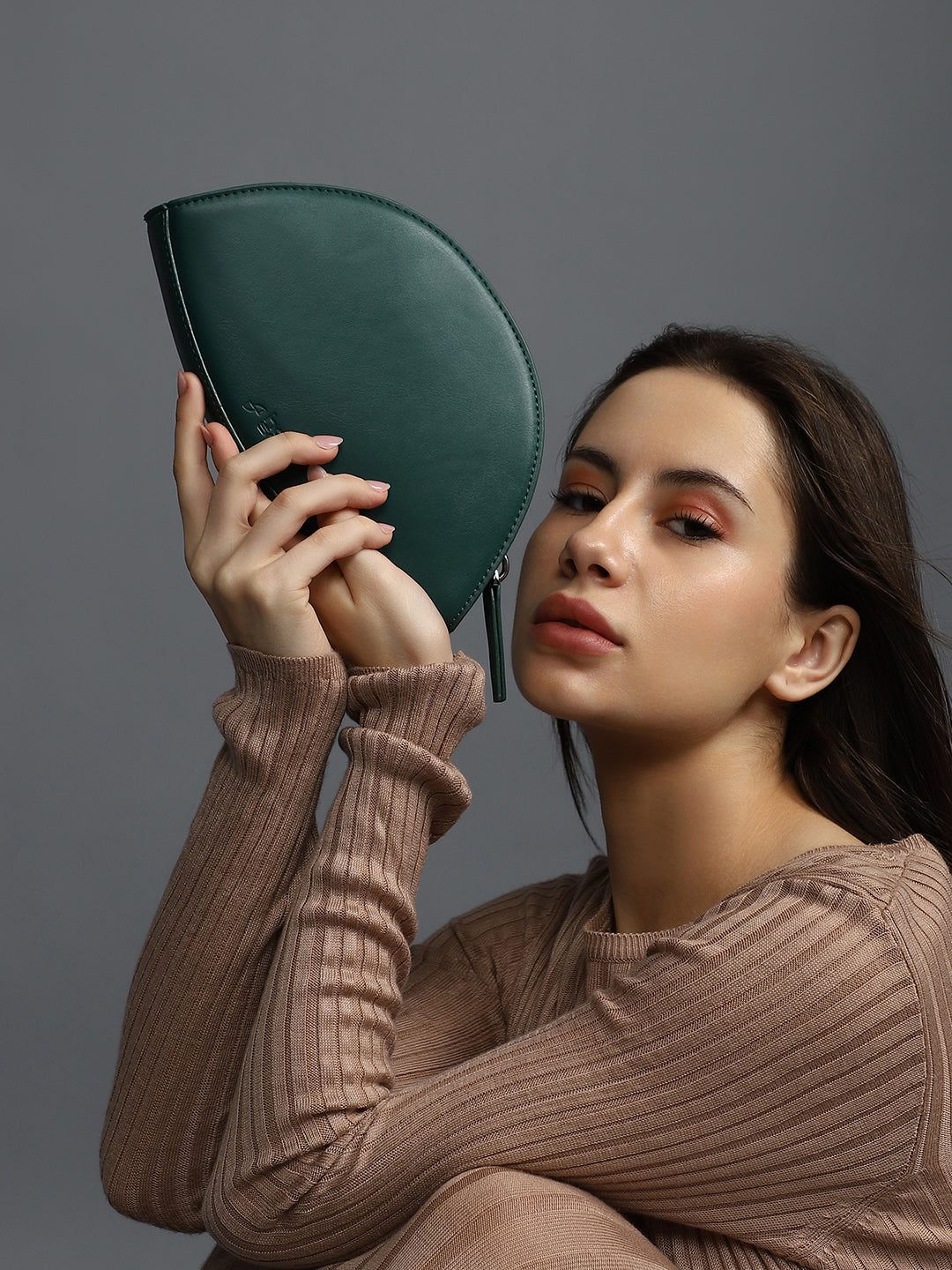 Green Vegan Leather Structured Sling Bag With Tasselled