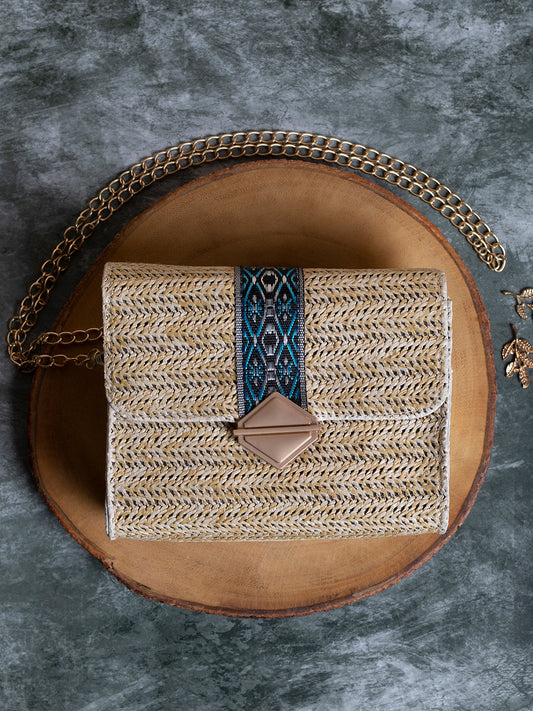 Hessian Beige Cross Body Bag