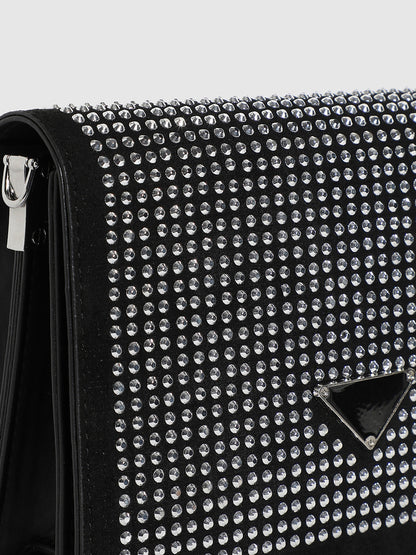 Studded Triangle Sling Bag - Black