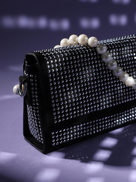 All Over Studs Sling Bag - Black