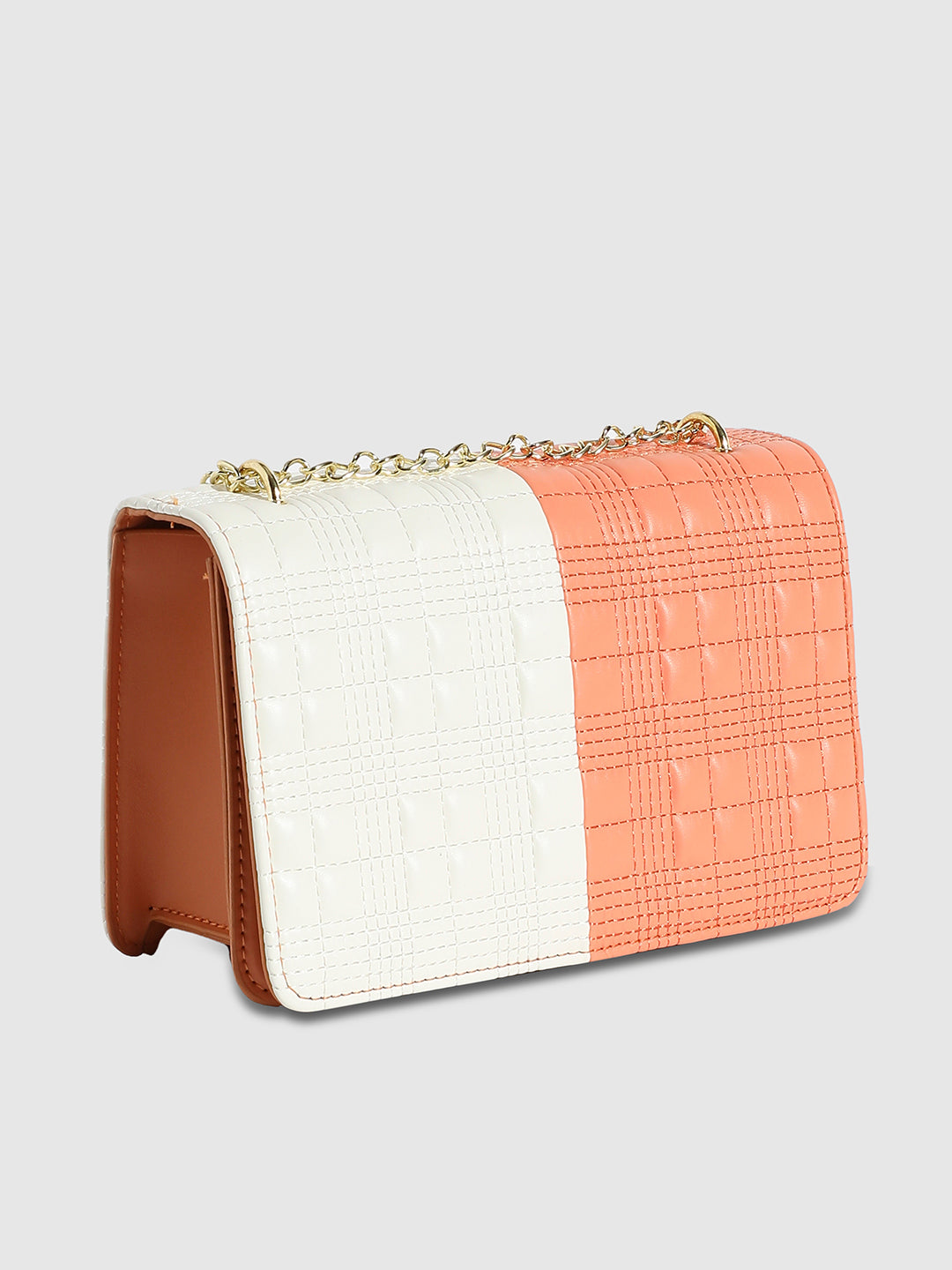 Contrast Flap Sling Bag - White & Orange