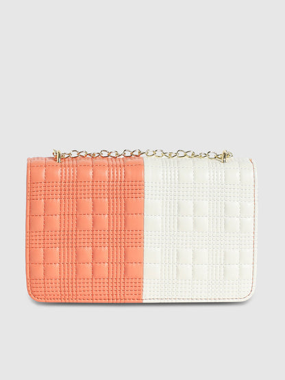 Contrast Flap Sling Bag - White & Orange