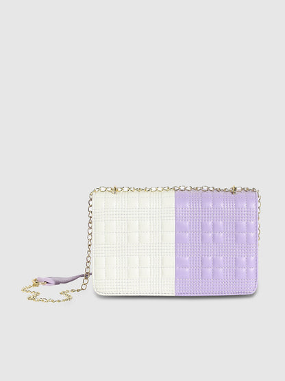 Contrast Flap Sling Bag - White & Lilac