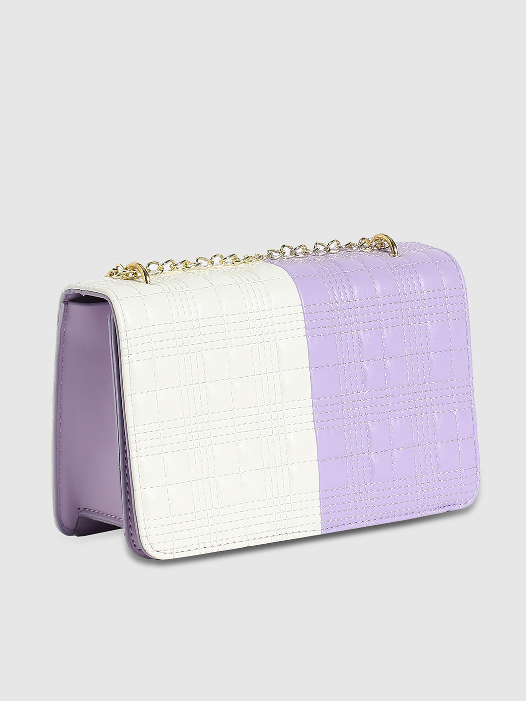 Contrast Flap Sling Bag - White & Lilac