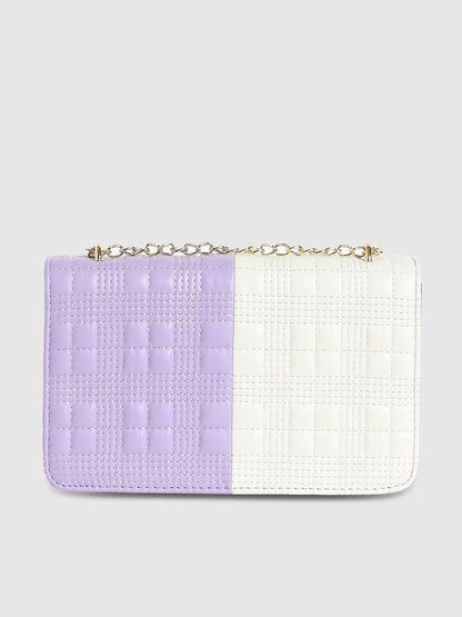 Contrast Flap Sling Bag - White & Lilac