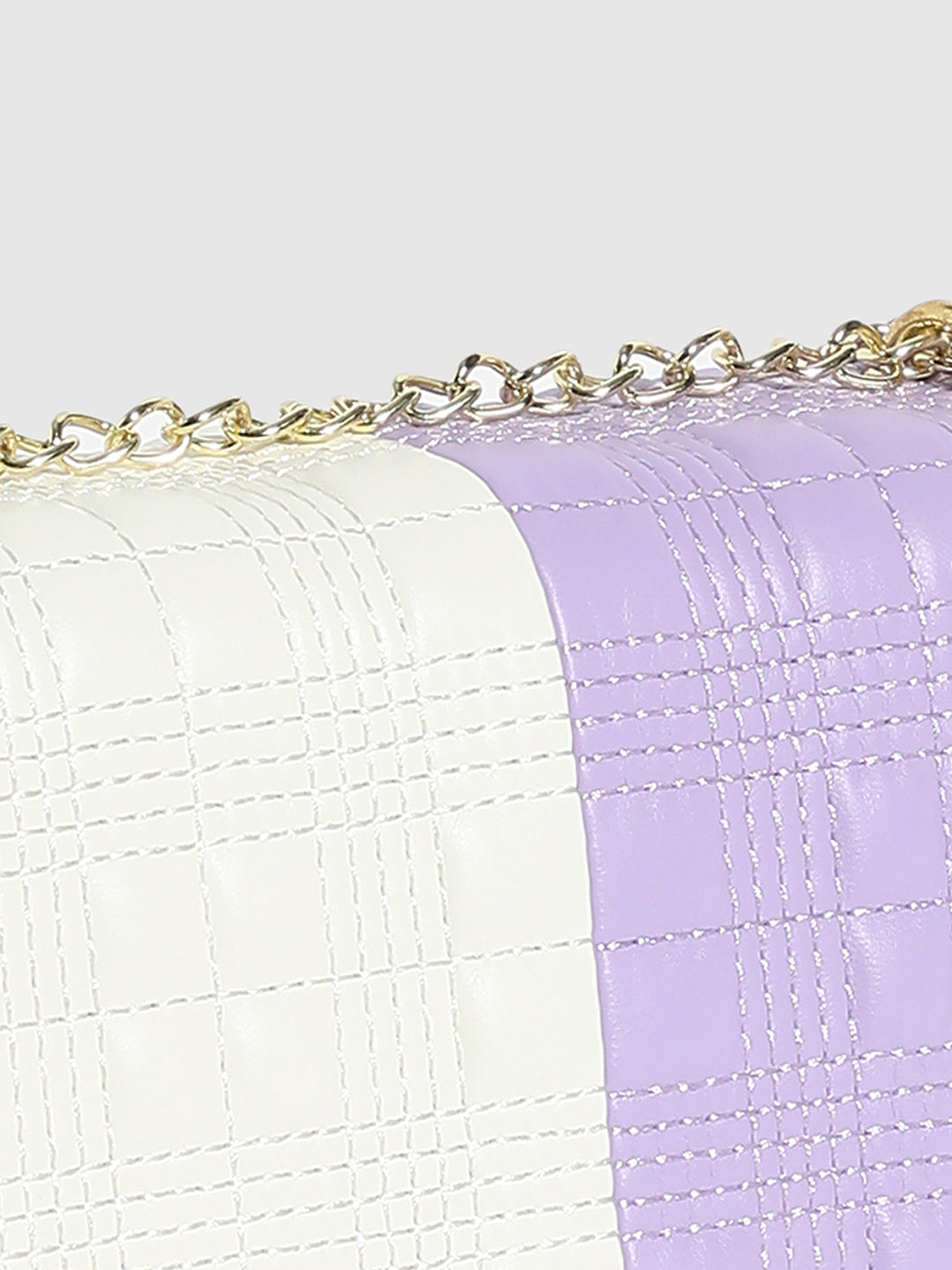 Contrast Quilted Sling Bag - White & Lilac