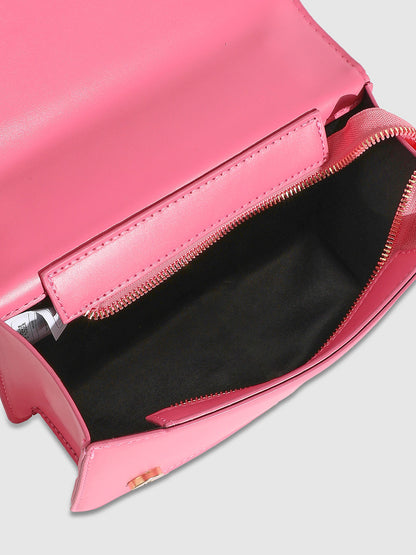 Contrast Flap Sling Bag - White & Pink