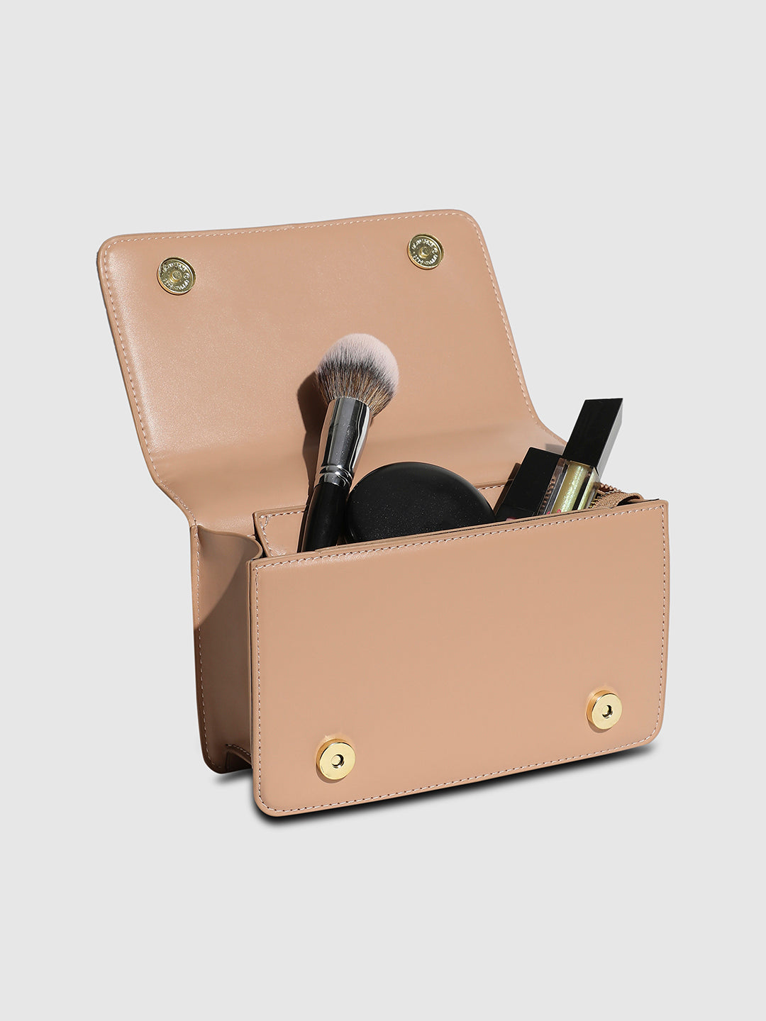 Contrast Flap Sling Bag - White & Beige