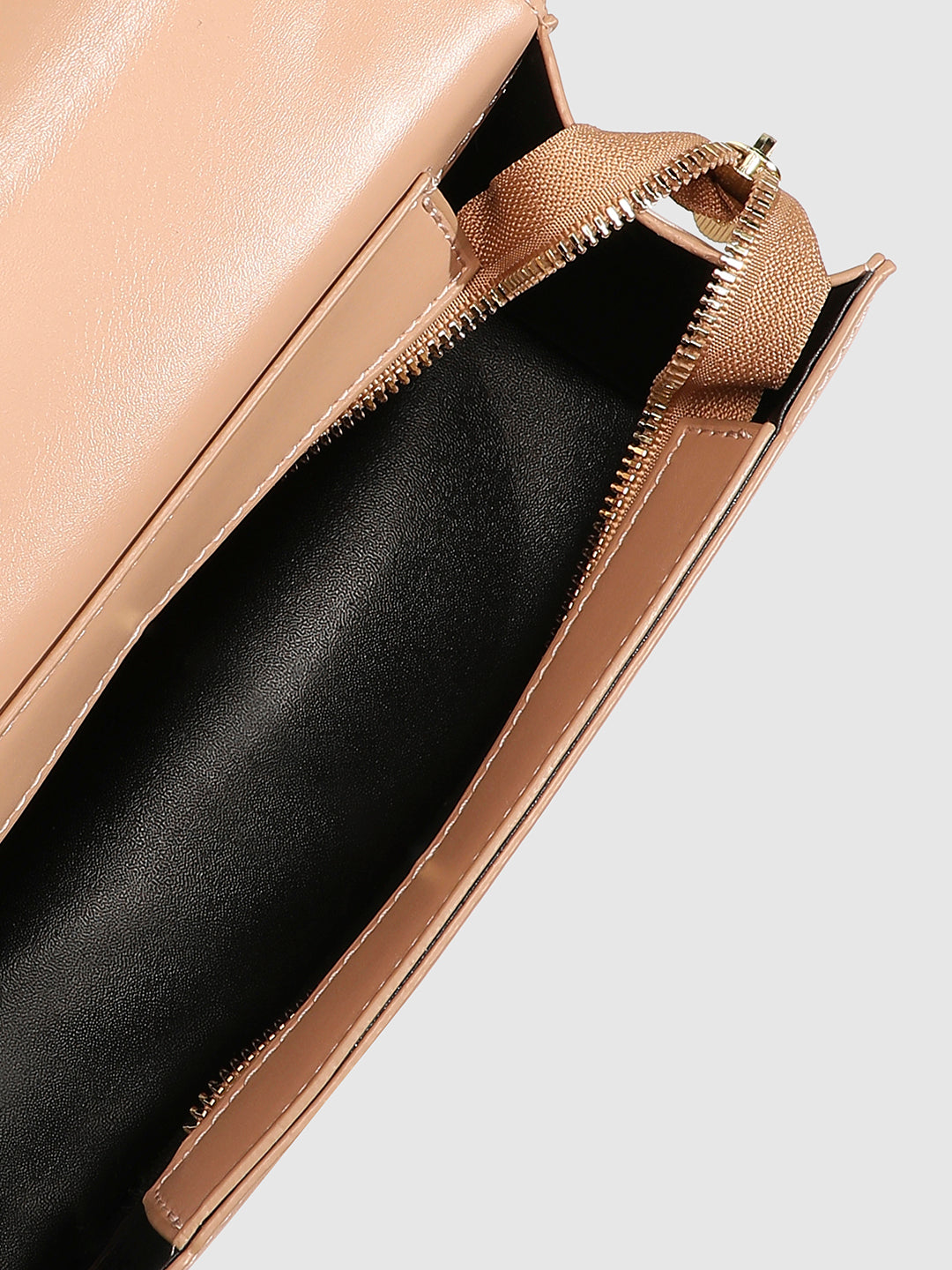 Contrast Flap Sling Bag - White & Beige