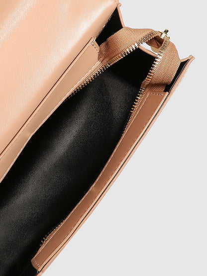 Contrast Flap Sling Bag - White & Beige