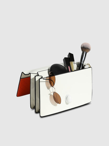 Contrast Block Sling Bag - Orange & Black