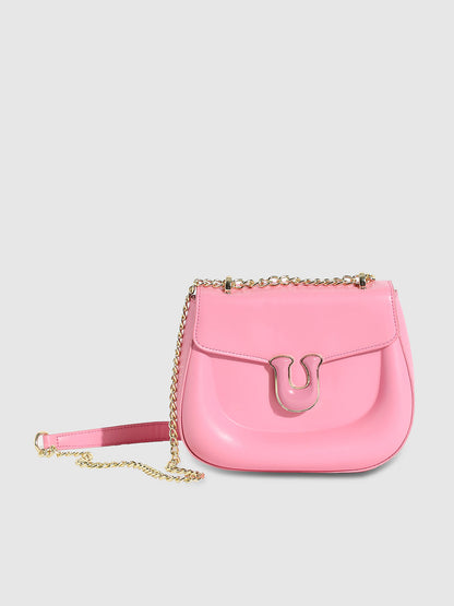 Horseshoe Buckle Sling Bag - Pink