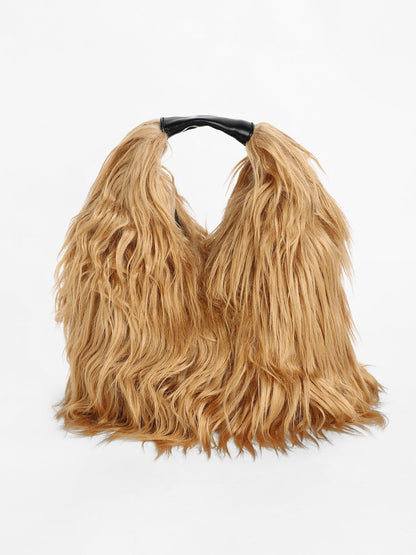 The Fur Hobo Bag - Beige