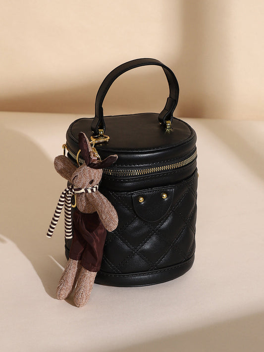 The Quilted Bucket Bag - Midnight Black