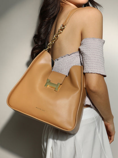 The Monogram Shoulder Bag - Camel Brown