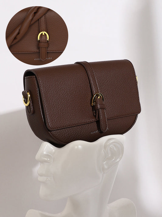 The Tang-Buckle Shoulder Bag - Coffee Brown