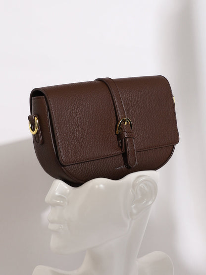 The Tang-Buckle Shoulder Bag - Coffee Brown