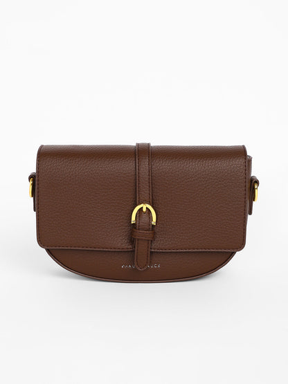 The Tang-Buckle Shoulder Bag - Coffee Brown