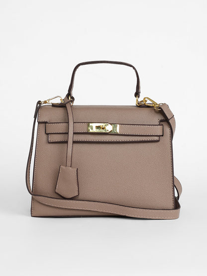 The Overlap Satchel Bag - Camel Brown