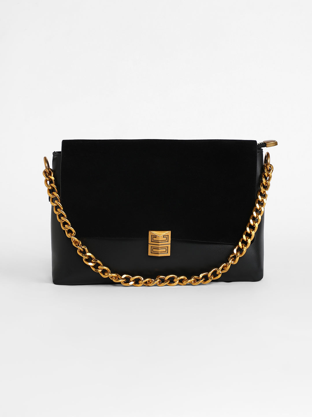 The Velvet Block Shoulder Bag - Midnight Black
