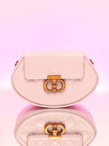 The Quilted Curve Sling Bag - Nude Pink