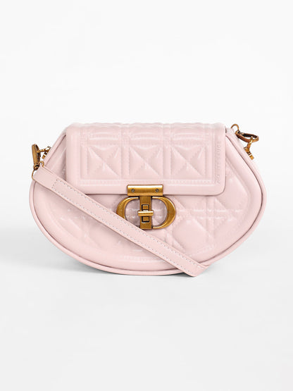 The Quilted Curve Sling Bag - Nude Pink