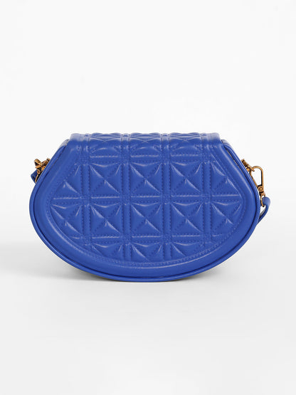 The Quilted Curve Sling Bag - Royal Blue
