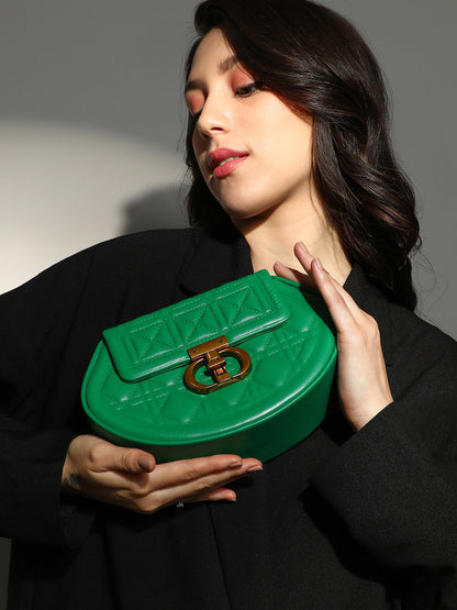 The Quilted Curve Sling Bag - Shamrock Green