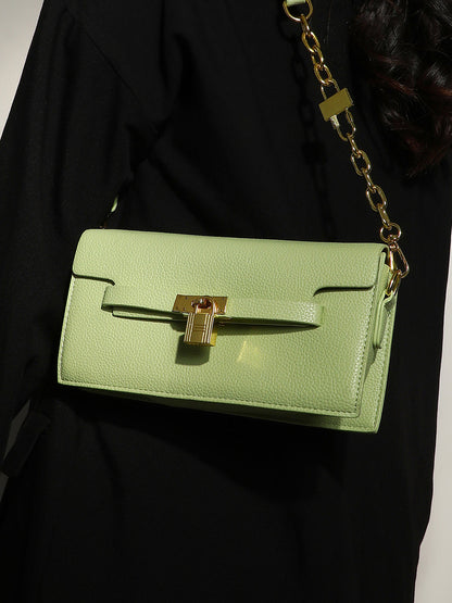 The Overlap Lock Shoulder Bag - Pistachio Green