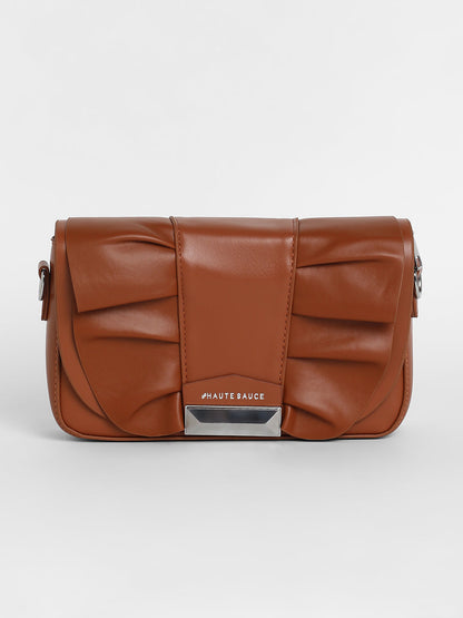 The Ruched Sling Bag - Chocolate Brown