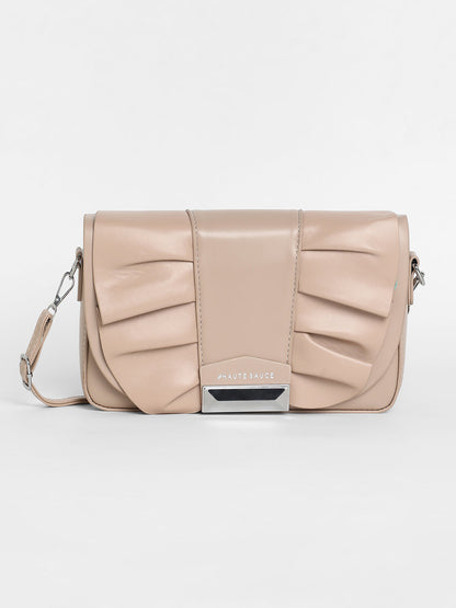 The Ruched Sling Bag - Beige