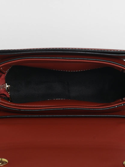 The Linea Hand Bag - Terracotta Brown & Navy Blue