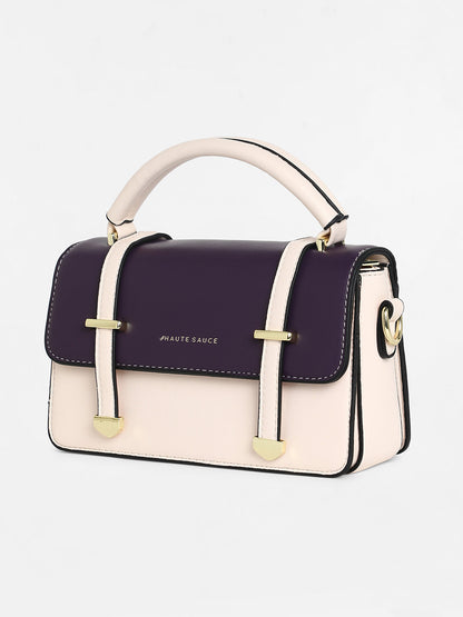 The Linea Hand Bag - Ivory White:Wine Red