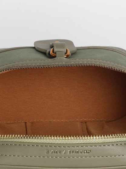 The Velvet Oval Bucket Bag - Olive Green