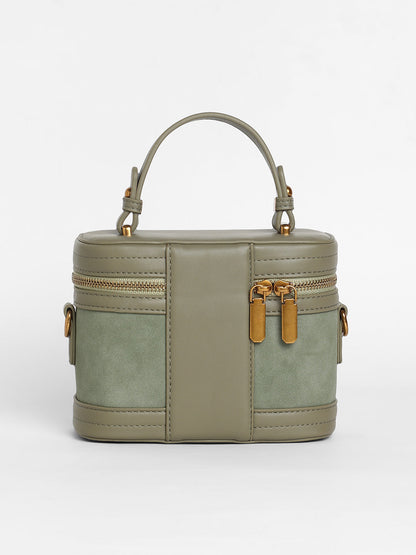 The Velvet Oval Bucket Bag - Olive Green