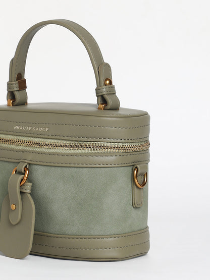 The Velvet Oval Bucket Bag - Olive Green