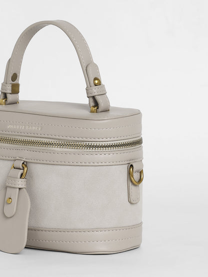 The Velvet Oval Bucket Bag - Ash Grey