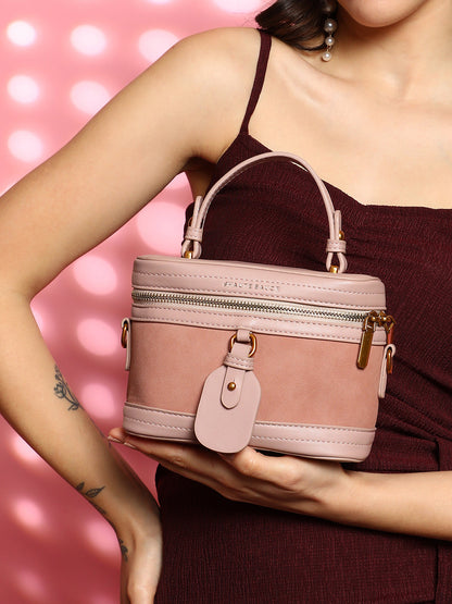 The Velvet Oval Bucket Bag - Nude Pink